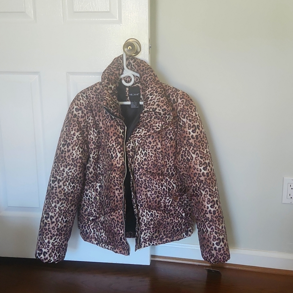 Me Jane Leopard Print Puffer Jacket - Brown/Tan/Black